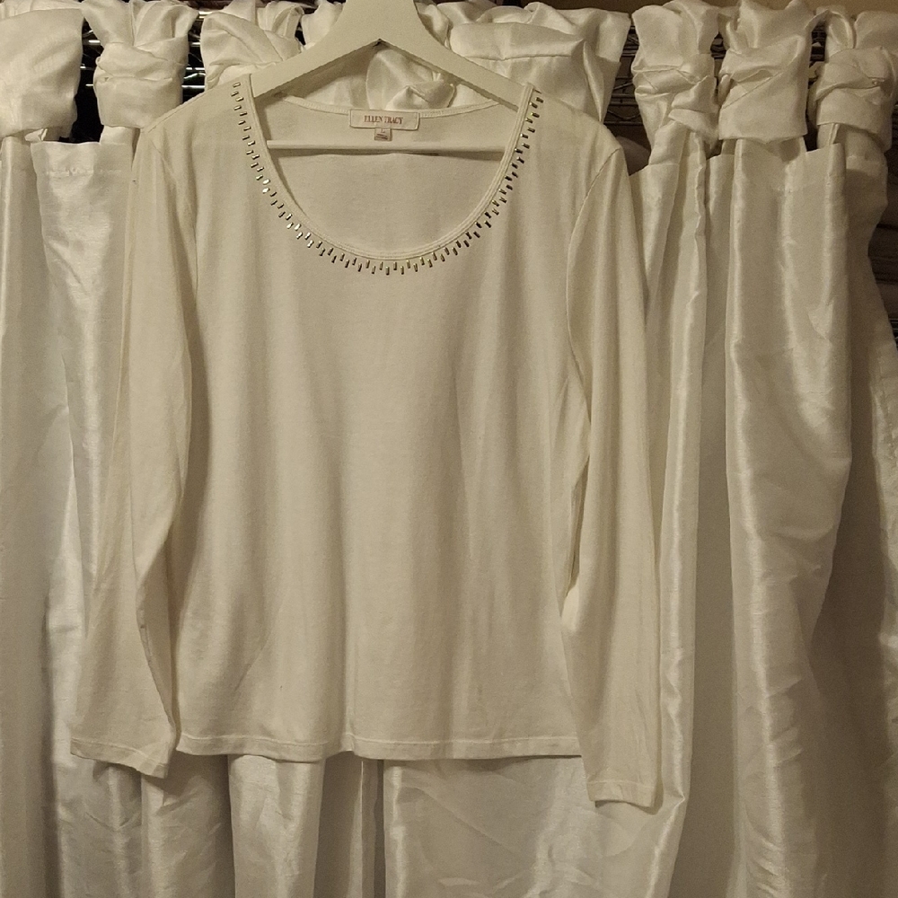 Ellen Tracy White Women's Top Lg 💜💜💜💜